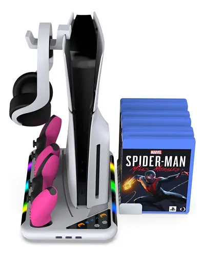 Base Multifuncional Rgb Con Ventiladores Ps5/ps5 Slim Blanco