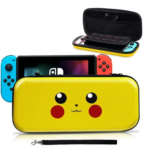 Bolso Case Pikachu Nintendo Switch V1 V2  + Mica De Vidrio
