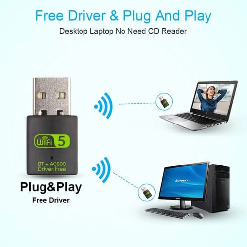 Adaptador Usb Wifi Bluetooth 600 Mbps Doble Banda Auscoumer 4510ac — foto 3