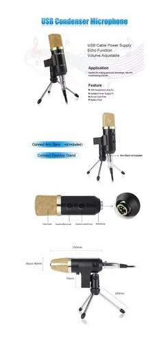Microfono Condensador Usb Profesional Grabacion Youtube Negro — foto 6