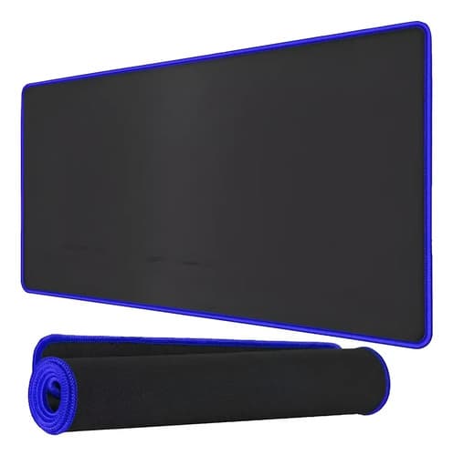 Mouse Pad Gamer Xl Antideslizante Negro Borde Azul 70x30cm Negro Con Bodes Rojo