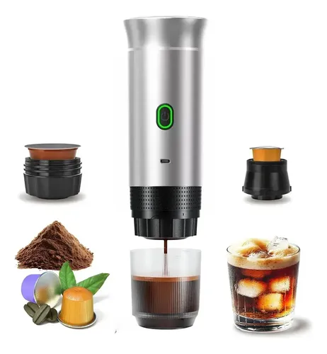 Máquina De Café Espresso Portátil, 3 En 1 Capsulas Molido Plateado — foto 2