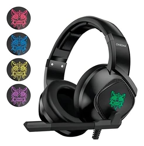 Audífonos Gamer Diadema Inalámbrica Onikuma K19 Negro Gaming Headset Con Microfono Con Luz Rgb Led Para Xbox Ps4 Pc — foto 2