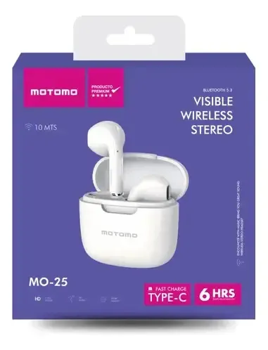 Audífonos In Ear Bluetooth Motomo Mo-25 Blanco — foto 3