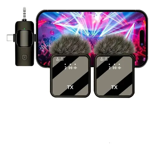 Pack 2 Micrófonos Corbatero Adget Inalámbricos Para Celular Y Computadora Con Usb-c Y Jack 3.5mm Negro — foto 4