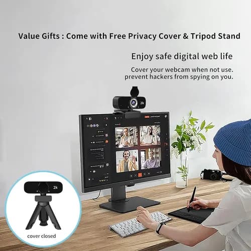 Camara Web 2k 1440p Calidad Mac/windows Con Tripode Negro — foto 4