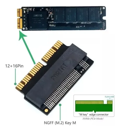 Adaptador Ssd Nvme M2 Para Macbook Air Retina 2013 2017 Negro — foto 3