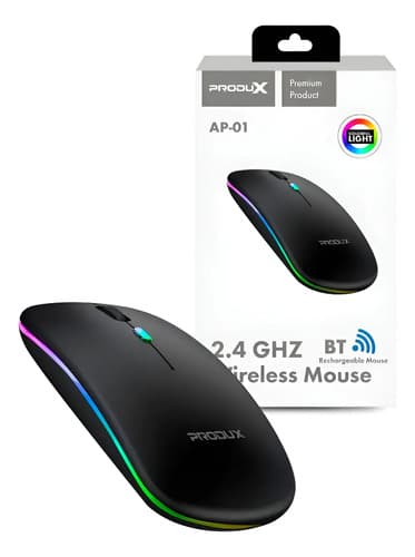 Mouse Inalambrico Rgb Motomo Ap-01 Recarga 1600 Dpi Negro