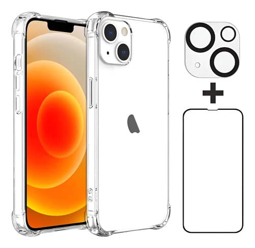 Pack Carcasa Vidrio Templado Y Camara Compatible iPhone 13 Transparente Modelo De iPhone iPhone 13