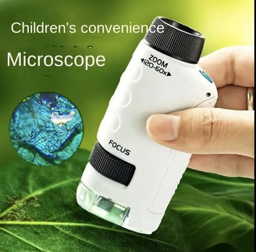 Microscopio De Mano Portatil Con Luz 60-120x Niños Bolsillo Blanco — foto 2