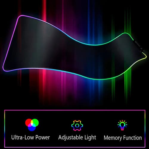 Mouse Pad Gamer Gms X5 80x30cm Fibra Negro Rgb Led Antideslizante — foto 5