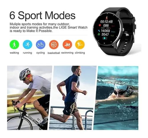 Smartwatch Lige Ip67 Bw0223 Display De 1.39  Con Correa De Silicona - Color Black Negro Black Negro — foto 3