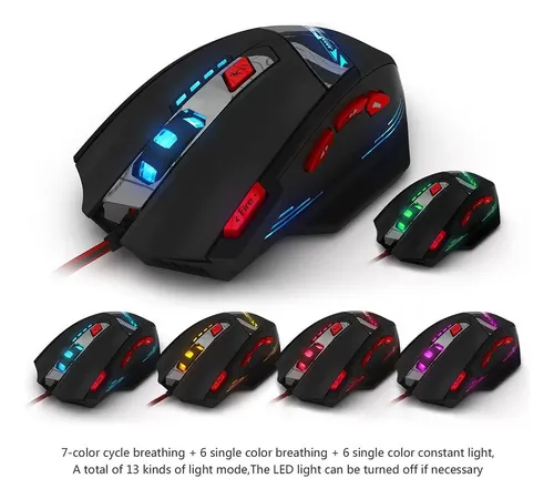 Mouse Gamer Pro Zelotes T90 Botones Laterales Pesos 9200 Dpi Negro — foto 4