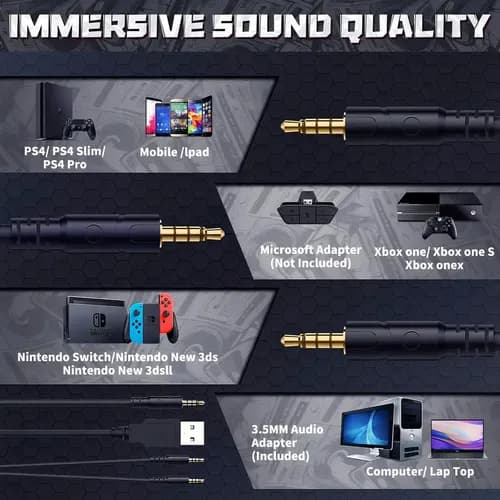 Audífonos Gamer Diadema Inalámbrica Onikuma K19 Negro Gaming Headset Con Microfono Con Luz Rgb Led Para Xbox Ps4 Pc — foto 6