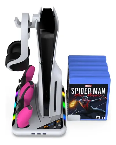 Soporte Enfriador Dobe Tp5-3557 Para Ps5 Y Ps5 Slim Con Carga Y Rgb Blanco — foto 2