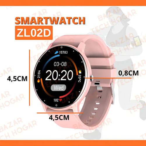 Smartwatch Genérica Zl02 Caja Rosa, Malla Rosa De Silicona — foto 3
