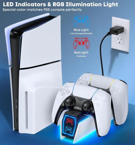Estación De Carga Dual Para Control Ps5 Dualsense / Edge Blanco — foto 3
