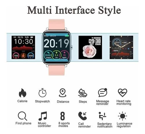 So-p22 Smartwatch Mujer Hombre Reloj Inteligente Y Impermeable Ipx7 Rosa — foto 2