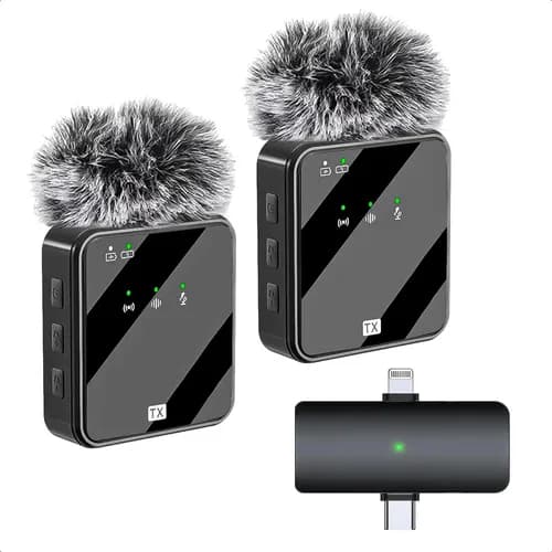 Micrófono Arcashopping Lavalier Inalámbrico Dual Con Usb-c Para iPhone Negro
