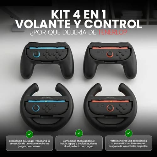 Kit 4 En 1 Volante Y Control Grip Mando Shoptom Para Joy-con 2 Compatible Con Nintendo Switch 2 Ns2 Negro — foto 6