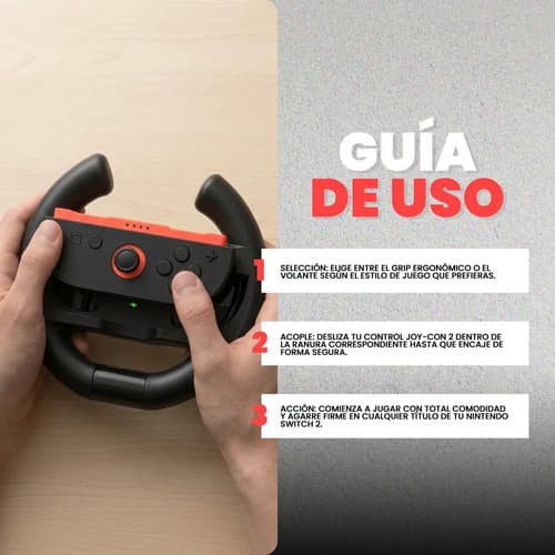 Kit 4 En 1 Volante Y Control Grip Mando Shoptom Para Joy-con 2 Compatible Con Nintendo Switch 2 Ns2 Negro — foto 5