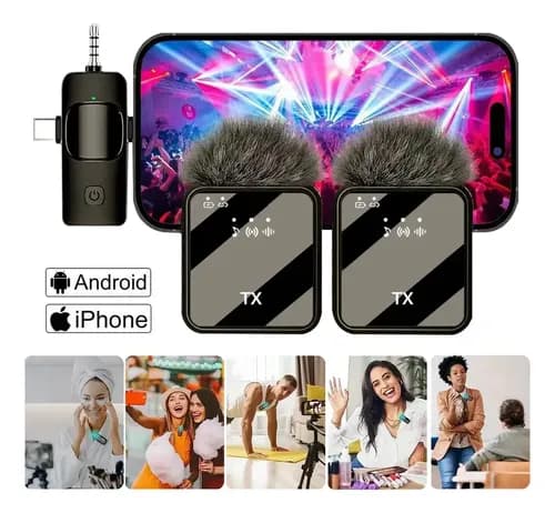 Pack 2 Micrófonos Corbatero Adget Inalámbricos Para Celular Y Computadora Con Usb-c Y Jack 3.5mm Negro — foto 3