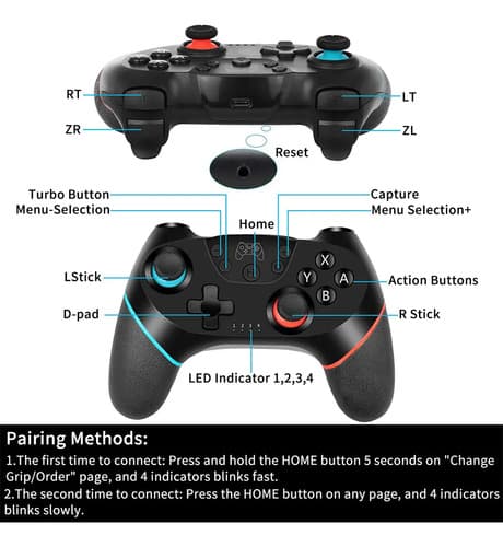 Control Inalámbrico Honson Hs-sw519 Negro Para Nintendo Switch Y Pc Bluetooth — foto 5