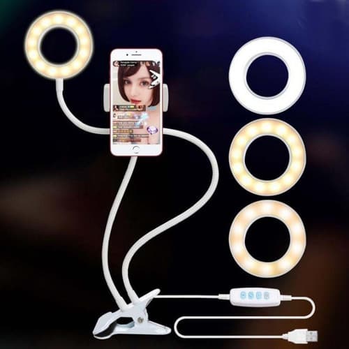 Kit 2 En 1 Aro Luz Fotografia Led Selfie Soporte Tik Tok Negro Blanco Neutro — foto 3