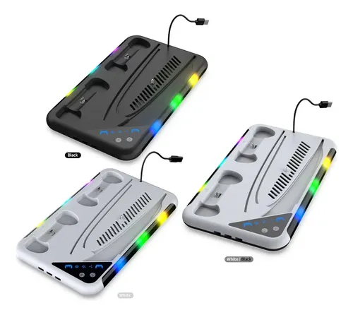 Base Carga Y Refrigeracion Luces Rgb Para Ps5 Slim/fat/pro Blanco — foto 5