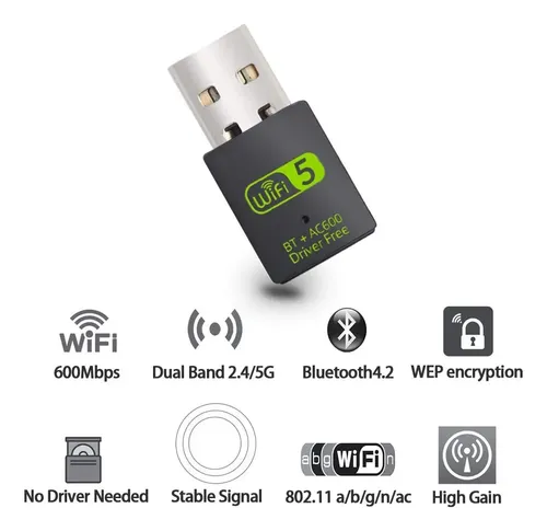 Adaptador Usb Wifi Bluetooth 600 Mbps Doble Banda Auscoumer 4510ac — foto 2