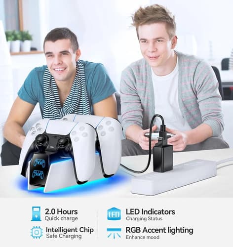 Estación De Carga Dual Para Control Ps5 Dualsense / Edge Blanco — foto 4