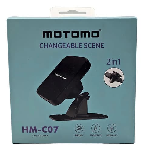 Soporte Magnético Celular, 2 En 1, 360° Para Auto Motomo Color Negro
