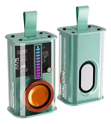 Parlante Bluetooth Produx Portátil Mecha Transparente Led Verde