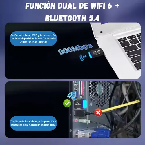 Adaptador Wifi Bluetooth Usb 5g 5ghz 900 Mbps Tarjeta Antena — foto 4