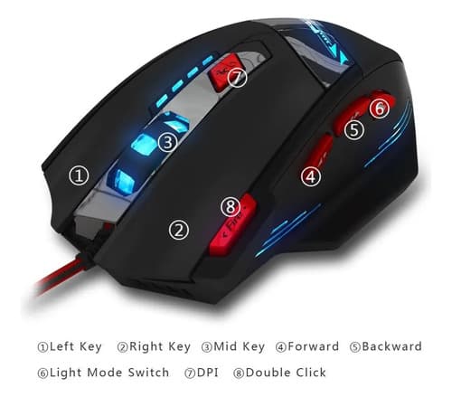 Mouse Gamer Pro Zelotes T90 Botones Laterales Pesos 9200 Dpi Negro — foto 6