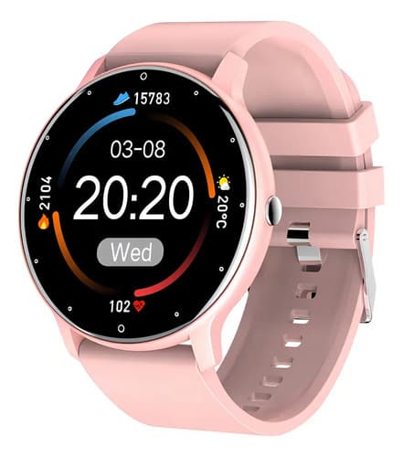 Smartwatch Genérica Zl02 Caja Rosa, Malla Rosa De Silicona