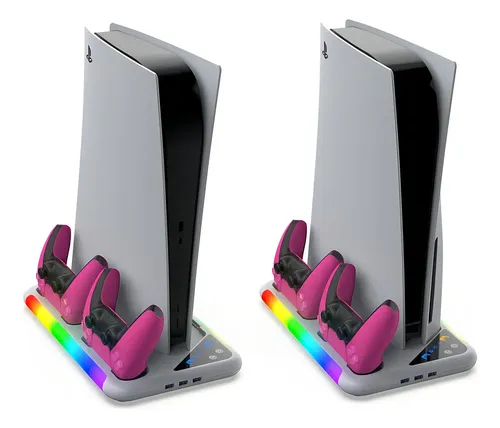 Soporte Enfriador Dobe Tp5-3557 Para Ps5 Y Ps5 Slim Con Carga Y Rgb Blanco — foto 4