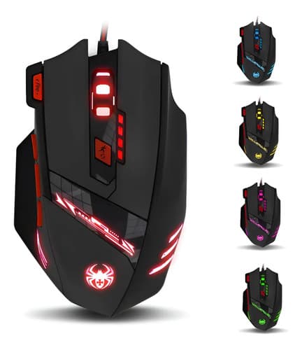 Mouse Gamer Pro Zelotes T90 Botones Laterales Pesos 9200 Dpi Negro
