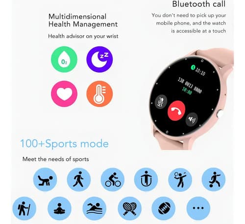Reloj Inteligente Zwear Zl02 Pro Bt 5.2 Android Ios 1.3 Con Pantalla Rosa Rosa Pálido Negro — foto 4