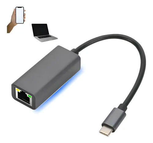 Adaptador De Red Audeos Usb Tipo C Rj45 Ethernet Gigabit 1000mbps