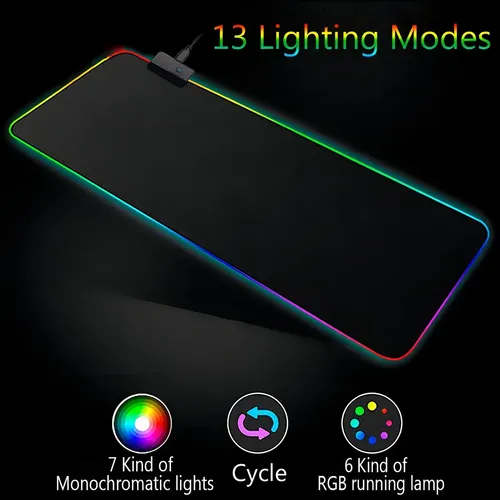 Mouse Pad Gamer Gms X5 80x30cm Fibra Negro Rgb Led Antideslizante — foto 6