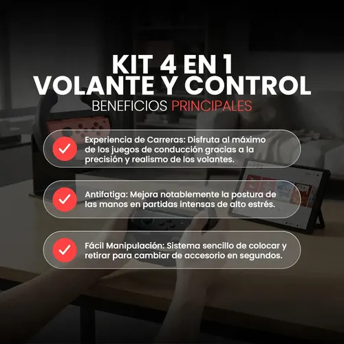 Kit 4 En 1 Volante Y Control Grip Mando Shoptom Para Joy-con 2 Compatible Con Nintendo Switch 2 Ns2 Negro — foto 3