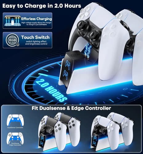 Estación De Carga Dual Para Control Ps5 Dualsense / Edge Blanco — foto 5