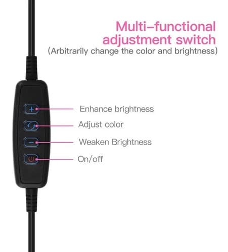 Kit 2 En 1 Aro Luz Fotografia Led Selfie Soporte Tik Tok Negro Blanco Neutro — foto 4