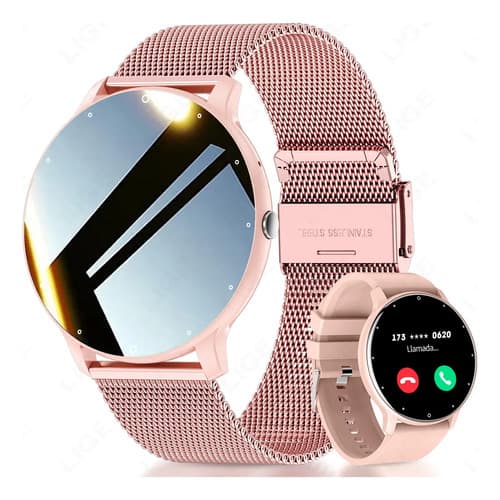 Smartwatch Lige Zl02d Display De 1.39  Con Correa De Silicona Con Correa Color Rosa — foto 2