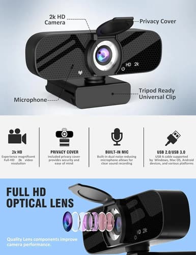 Camara Web 2k 1440p Calidad Mac/windows Con Tripode Negro — foto 5