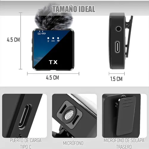 Micrófono Arcashopping Lavalier Inalámbrico Dual Con Usb-c Para iPhone Negro — foto 2