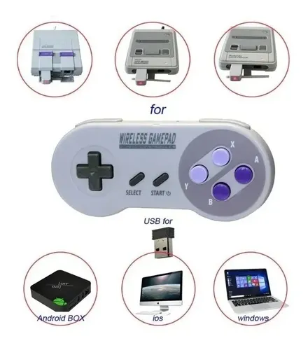 Control Inalambrico Snes Mini Pc Android Raspberry Joystick  Blanco — foto 4