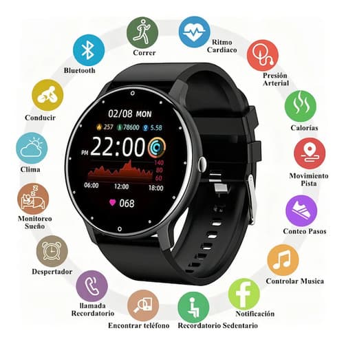 Smartband Lige Zl02d Display De 1.39  Con Correa De Silicona Con Correa Color Negro — foto 4