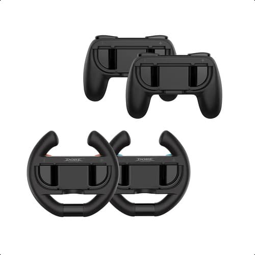 Kit 4 En 1 Volante Y Control Grip Mando Shoptom Para Joy-con 2 Compatible Con Nintendo Switch 2 Ns2 Negro